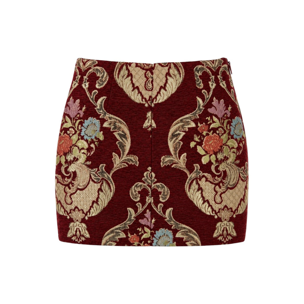 Fustă GUESS mini din jacquard cu broderie florală și aplicații