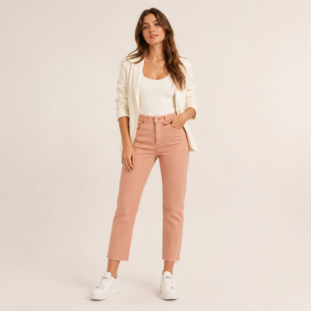 Blugi b.young Kato roz coral high waist