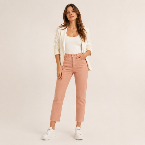 Blugi b.young Kato roz coral high waist