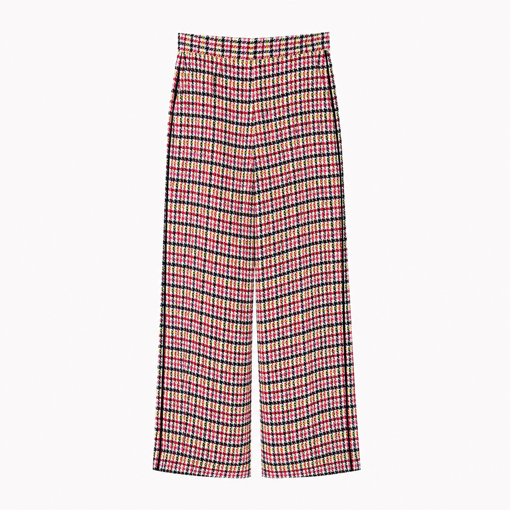 Pantaloni Karl Lagerfeld wide leg din mătase cu imprimeu multicolor
