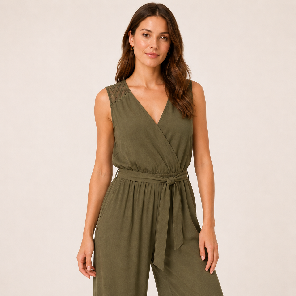 Salopetă Object verde olive wide leg