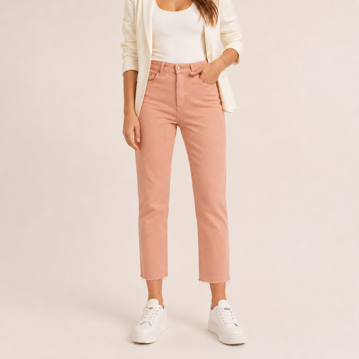 Blugi b.young Kato roz coral high waist