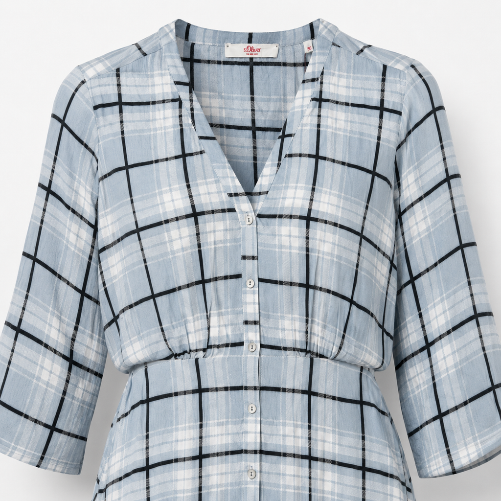 Rochie s.Oliver bleu în carouri din vâscoză