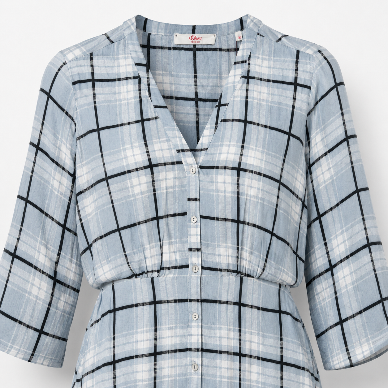Rochie s.Oliver bleu în carouri din vâscoză