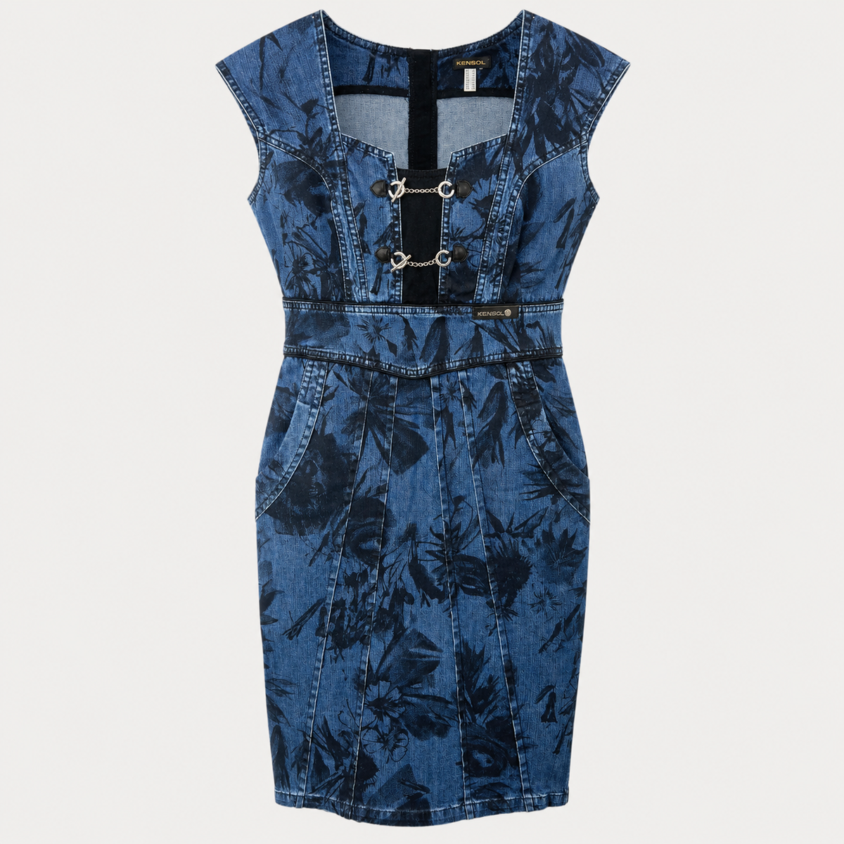 Rochie Kensol denim cu imprimeu floral
