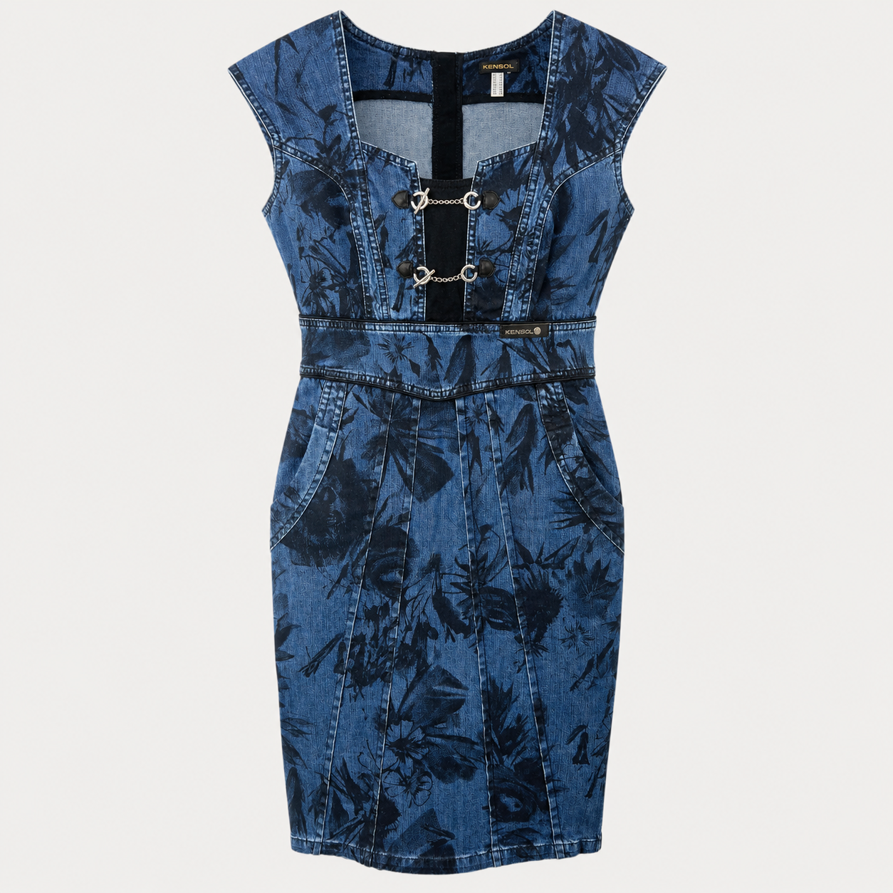 Rochie Kensol denim cu imprimeu floral
