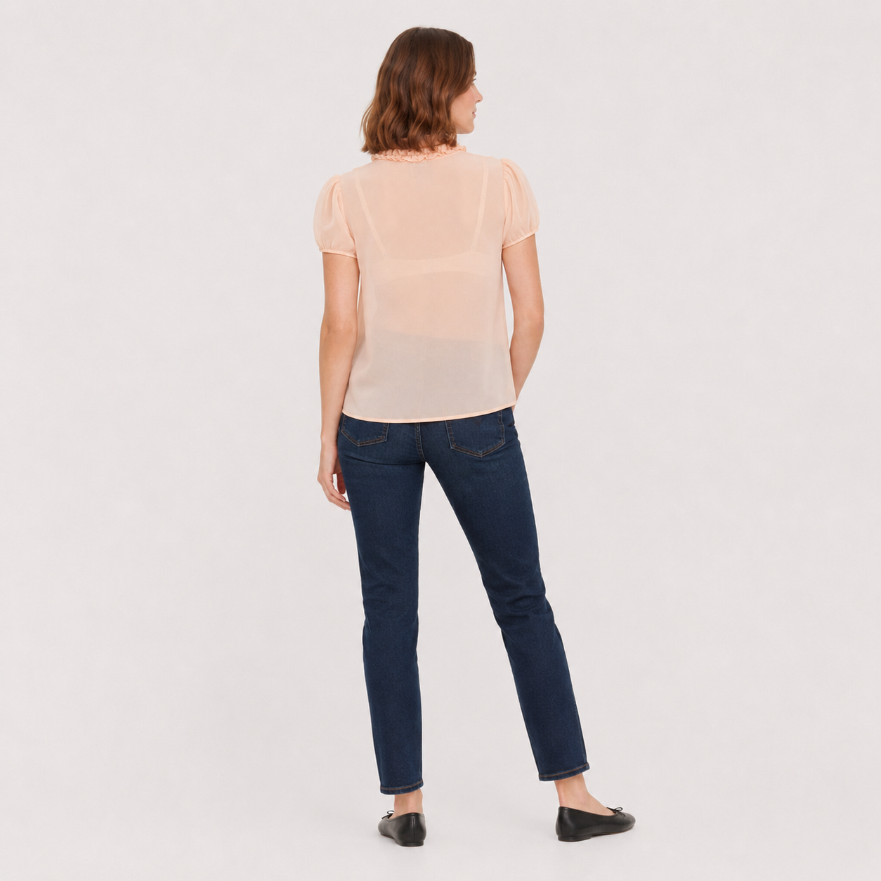Bluză Saint Tropez peach cu volane