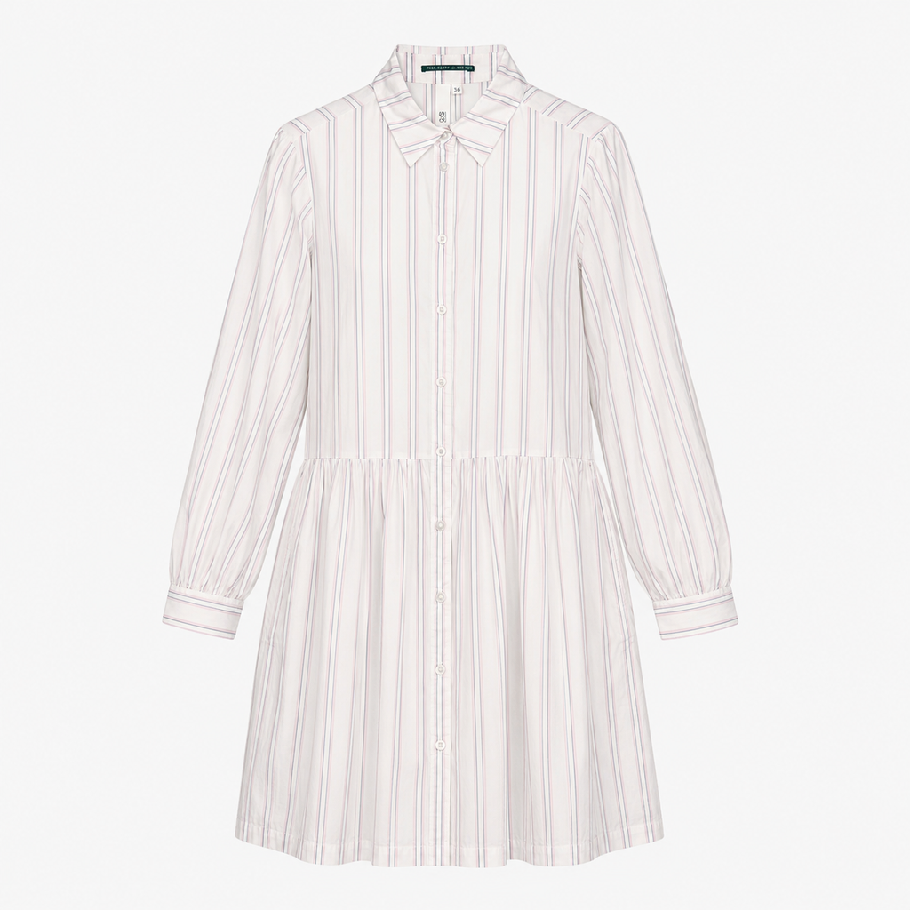 Rochie tip cămașă Q/S by s.Oliver albă cu dungi fine