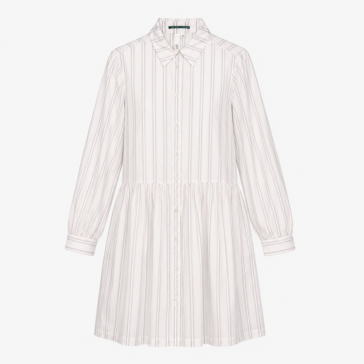 Rochie tip cămașă Q/S by s.Oliver albă cu dungi fine