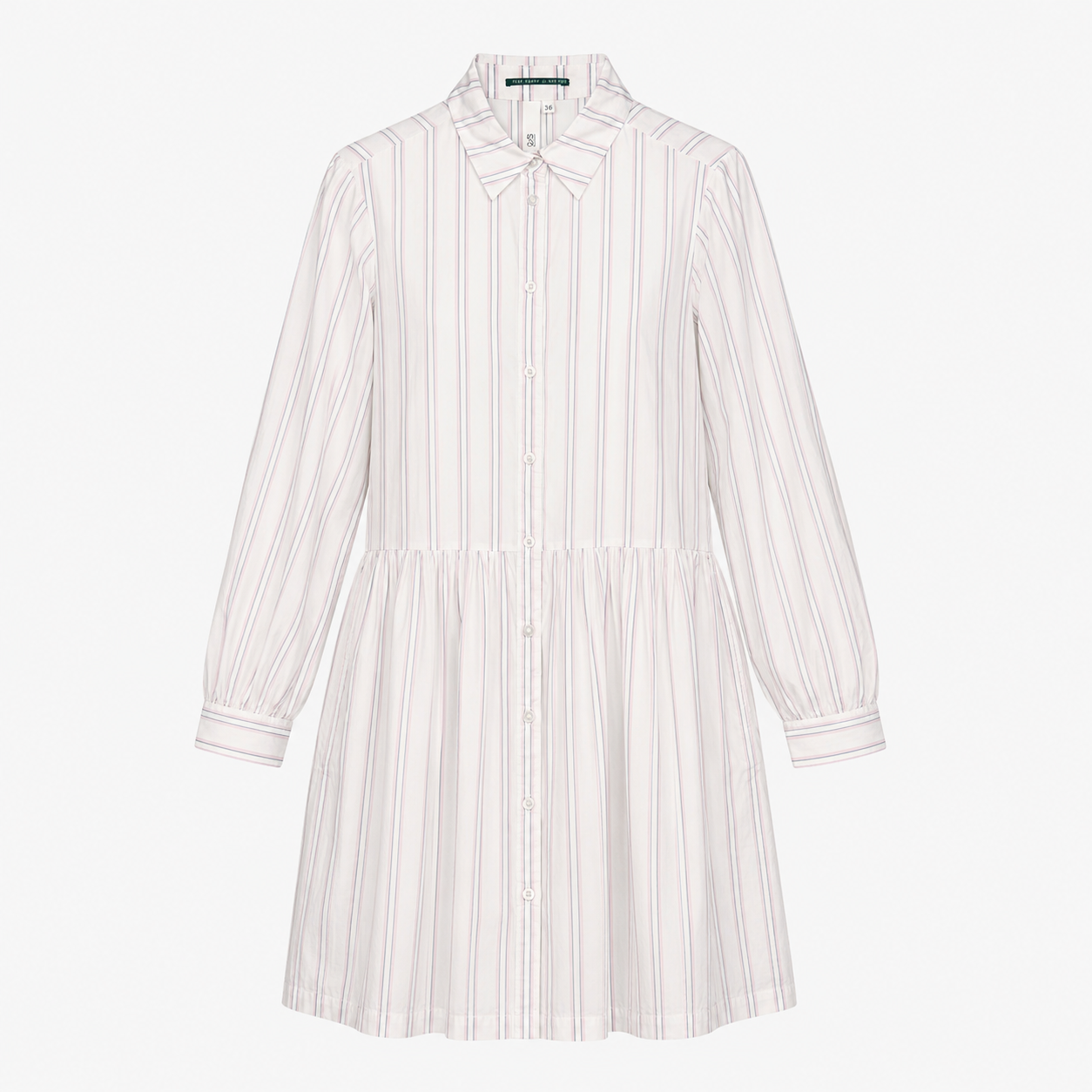 Rochie tip cămașă Q/S by s.Oliver albă cu dungi fine