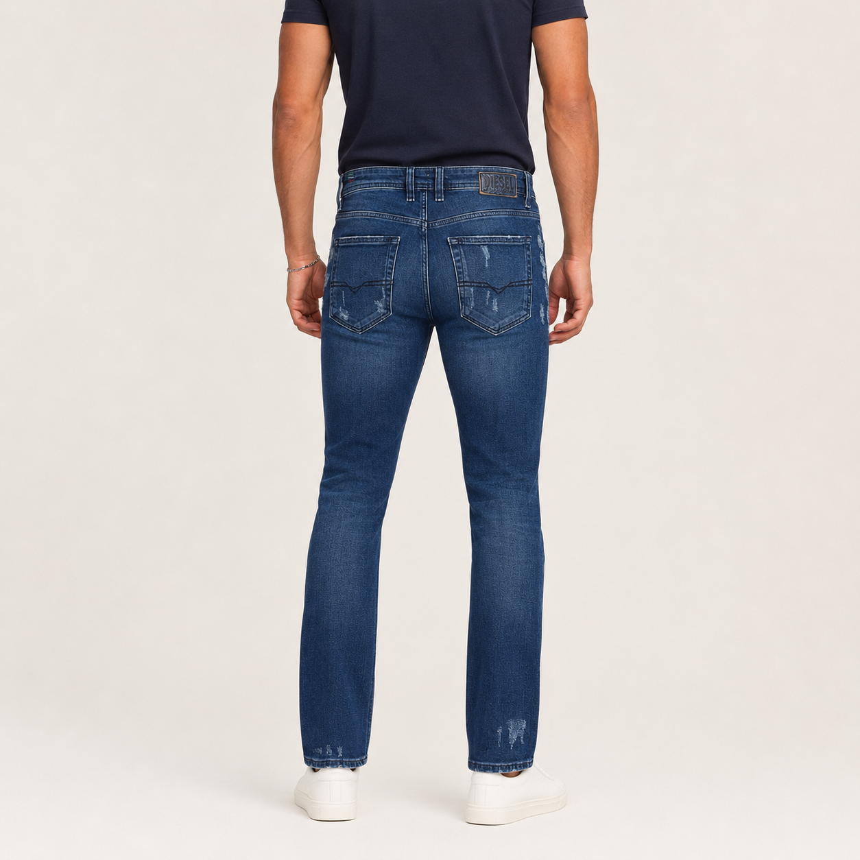 Blugi Diesel Limited Edition albastru închis distressed