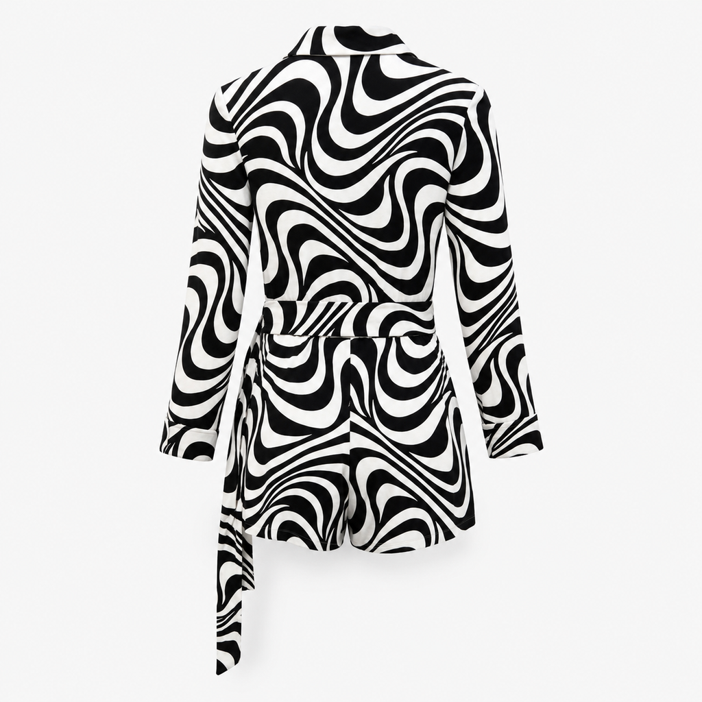 Salopetă scurtă Gant Printed Wrap Playsuit alb-negru