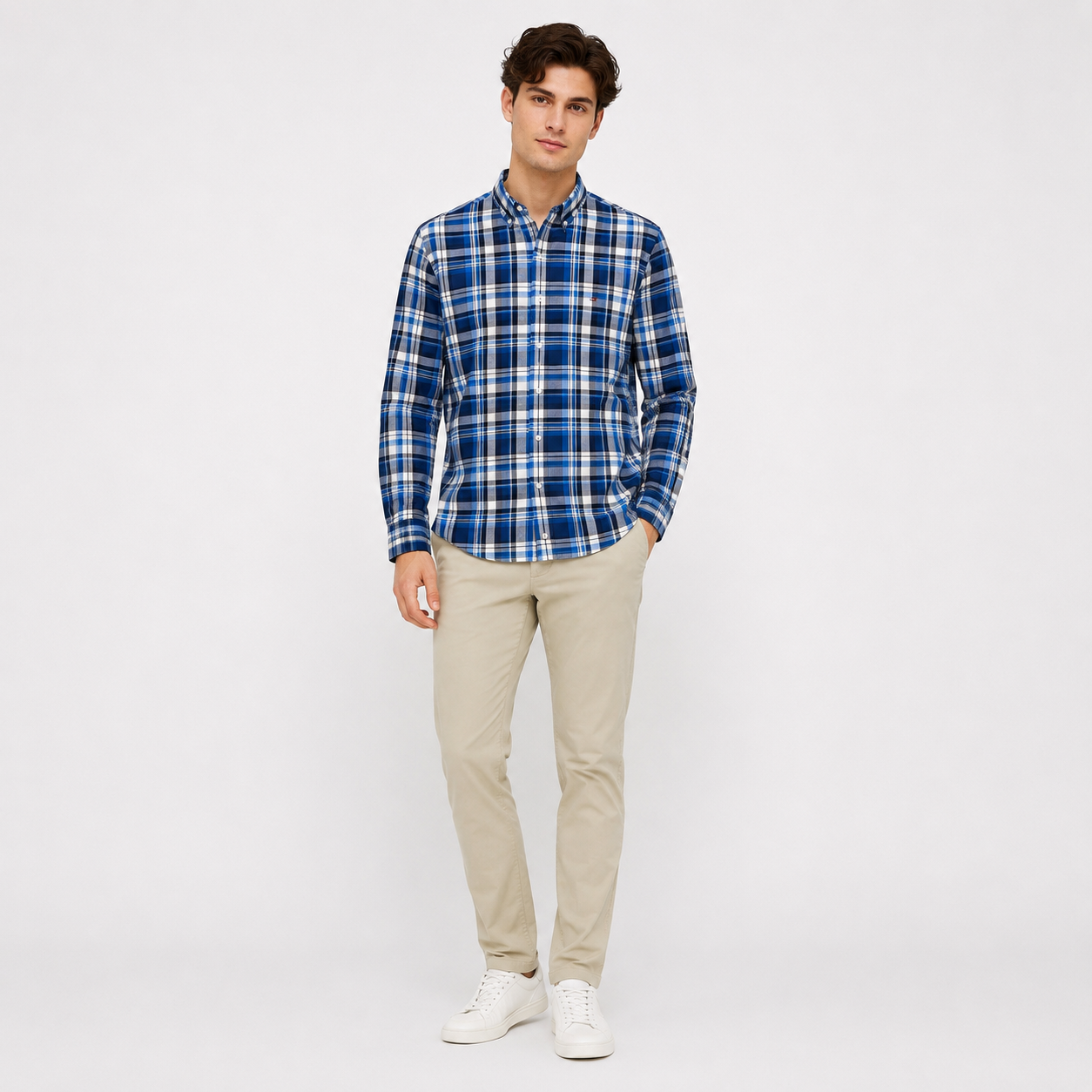 Cămașă Tommy Hilfiger Slim Fit în carouri albastre