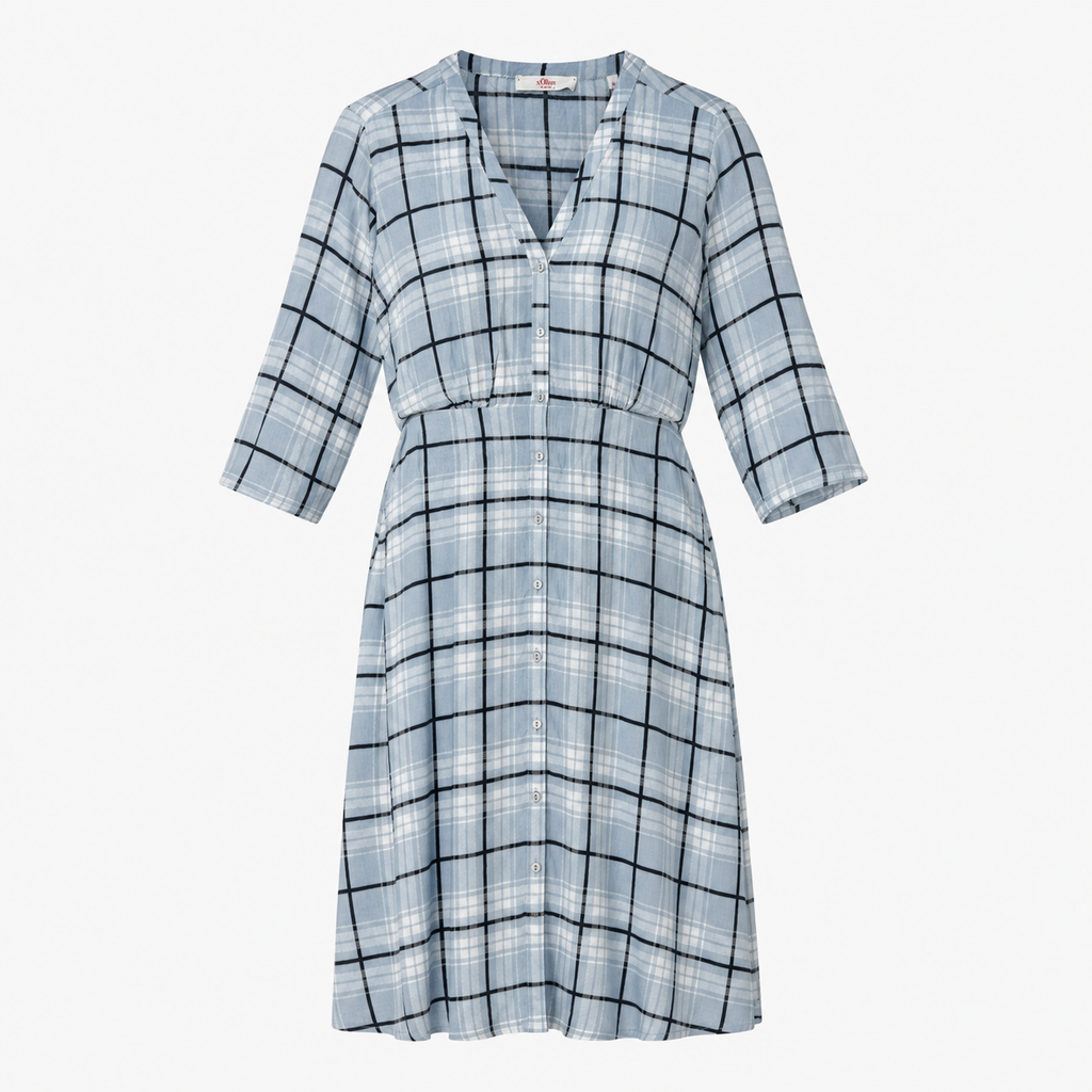 Rochie s.Oliver bleu în carouri din vâscoză