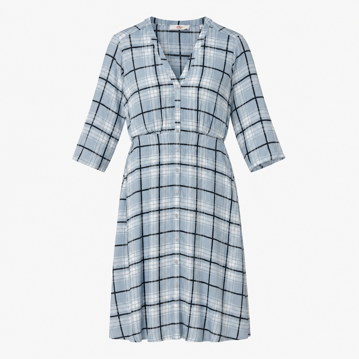 Rochie s.Oliver bleu în carouri din vâscoză