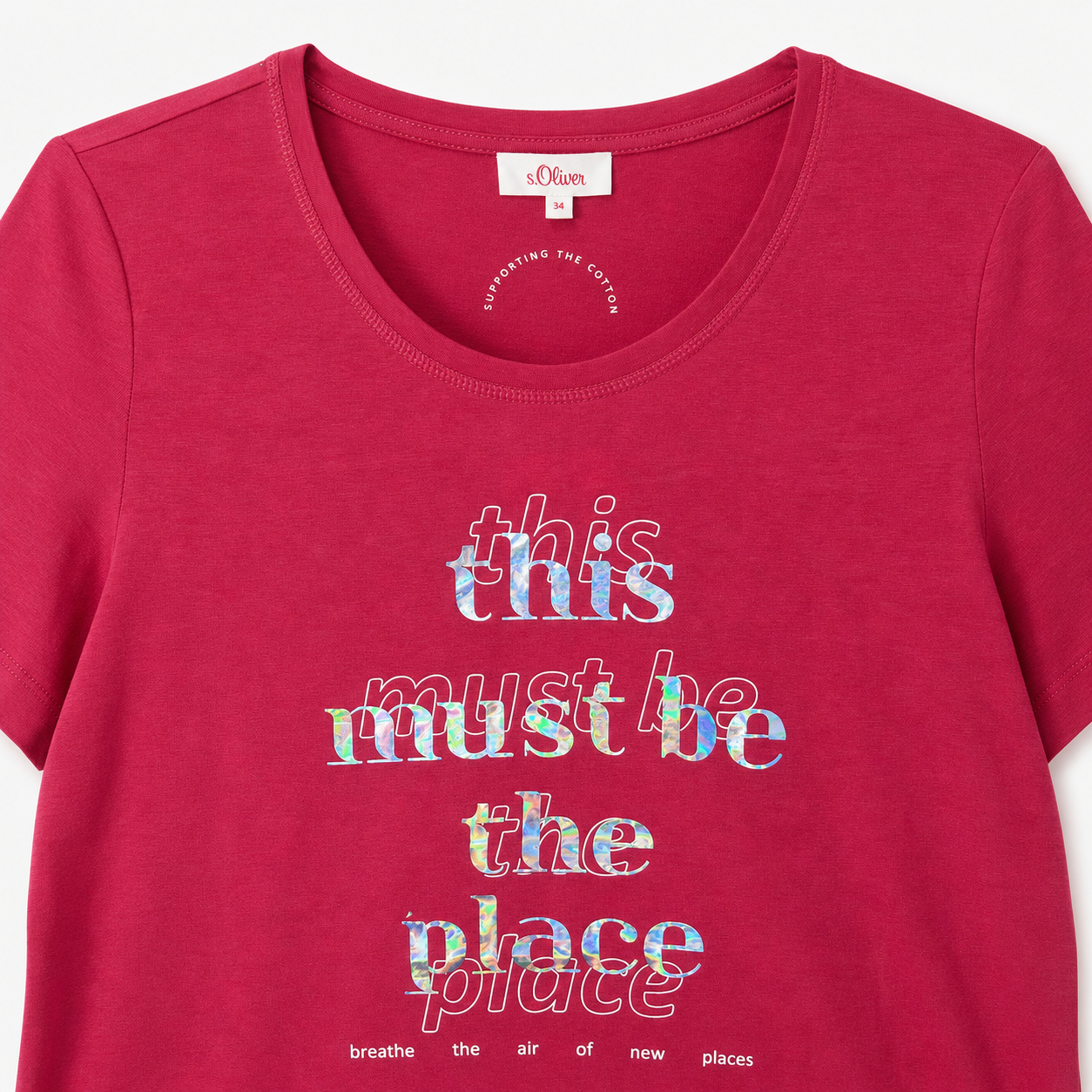 Tricou s.Oliver roz cu print text