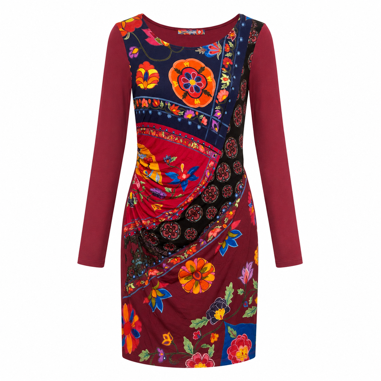 Rochie Desigual vișinie cu imprimeu floral