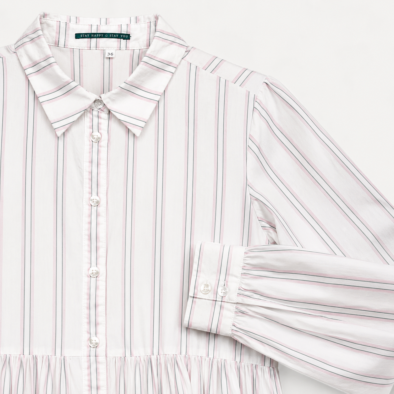 Rochie tip cămașă Q/S by s.Oliver albă cu dungi fine