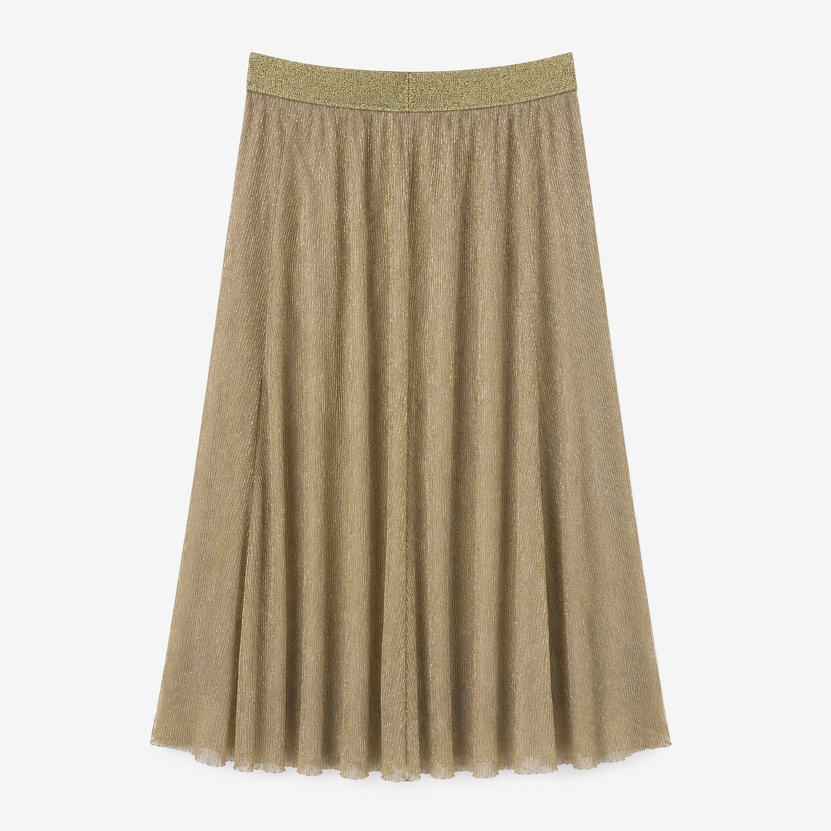 Fustă ONLY aurie din tulle cu fir metalizat