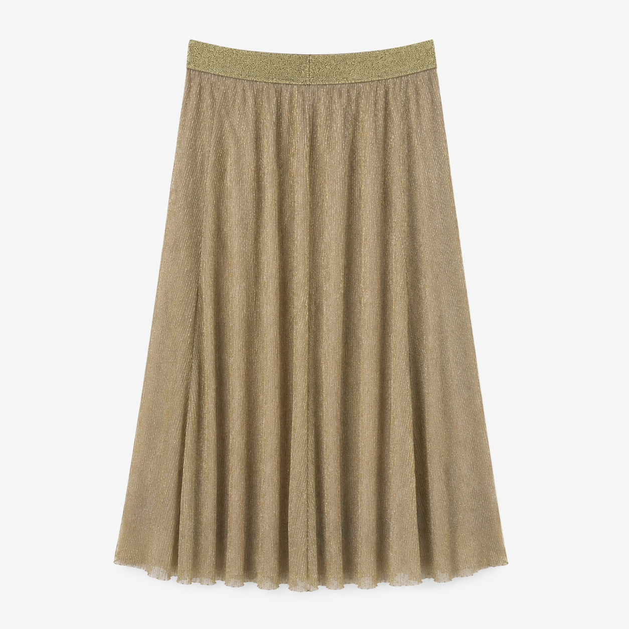 Fustă ONLY aurie din tulle cu fir metalizat