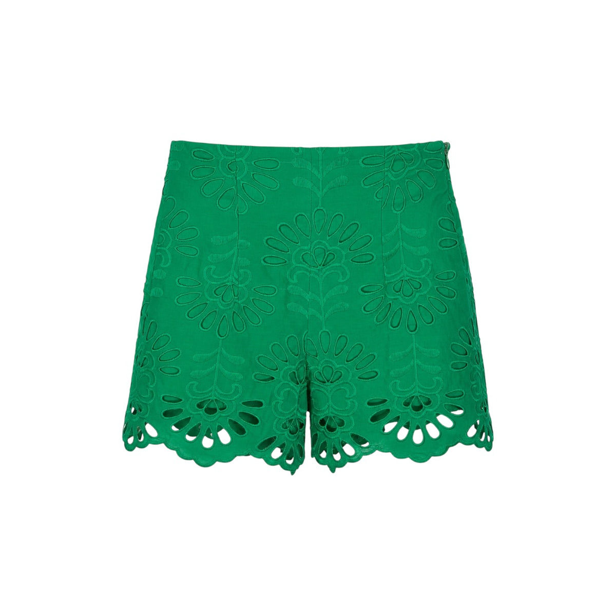 Pantaloni scurți Zara verzi cu broderie perforată