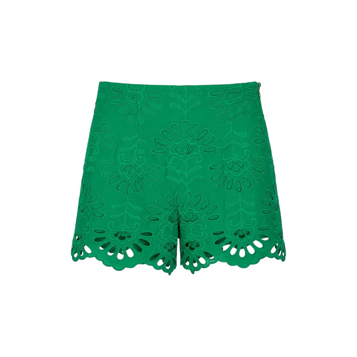 Pantaloni scurți Zara verzi cu broderie perforată
