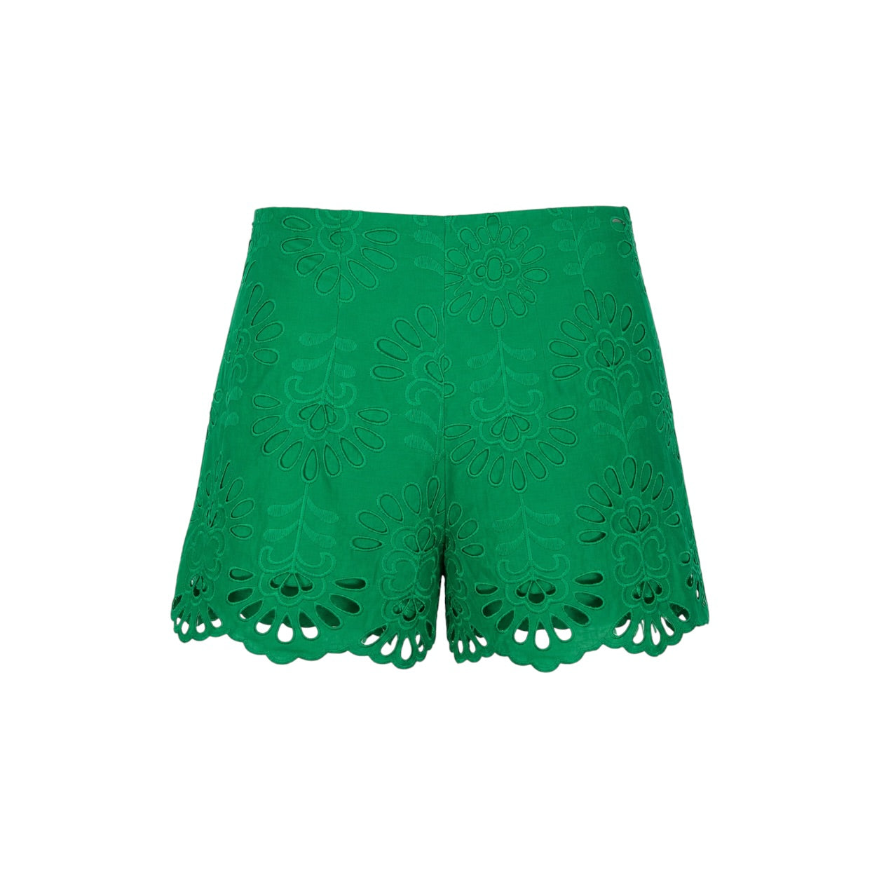 Pantaloni scurți Zara verzi cu broderie perforată