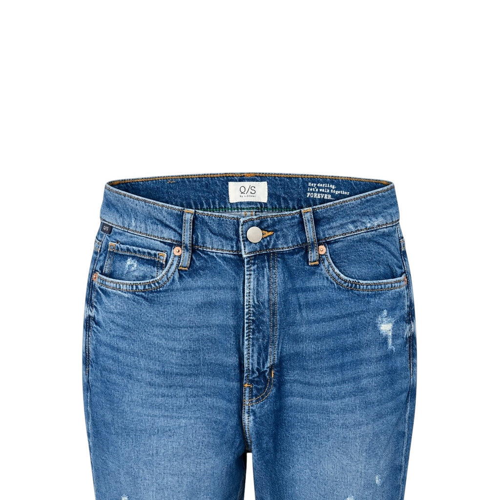 Blugi Q/S by s.Oliver Slim Mom albaștri high rise ankle