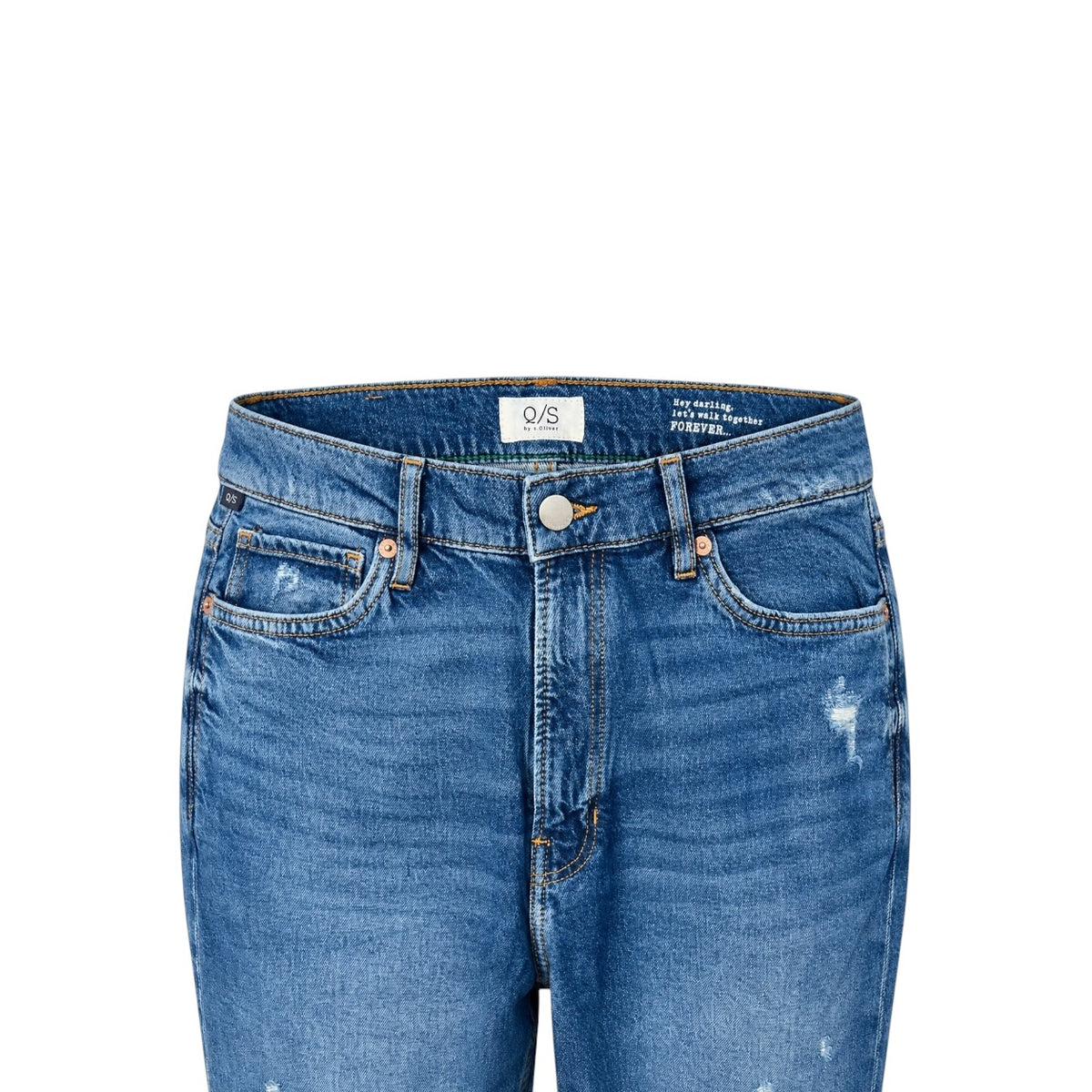 Blugi Q/S by s.Oliver Slim Mom albaștri high rise ankle