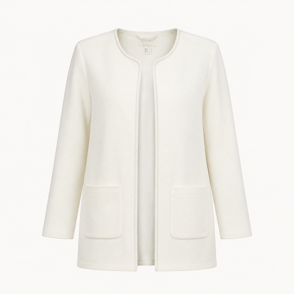 Sacou lung H&M alb din material texturat