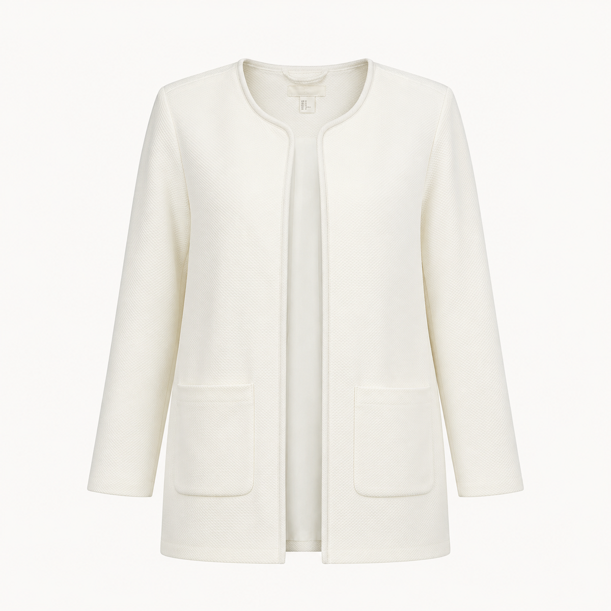 Sacou lung H&M alb din material texturat