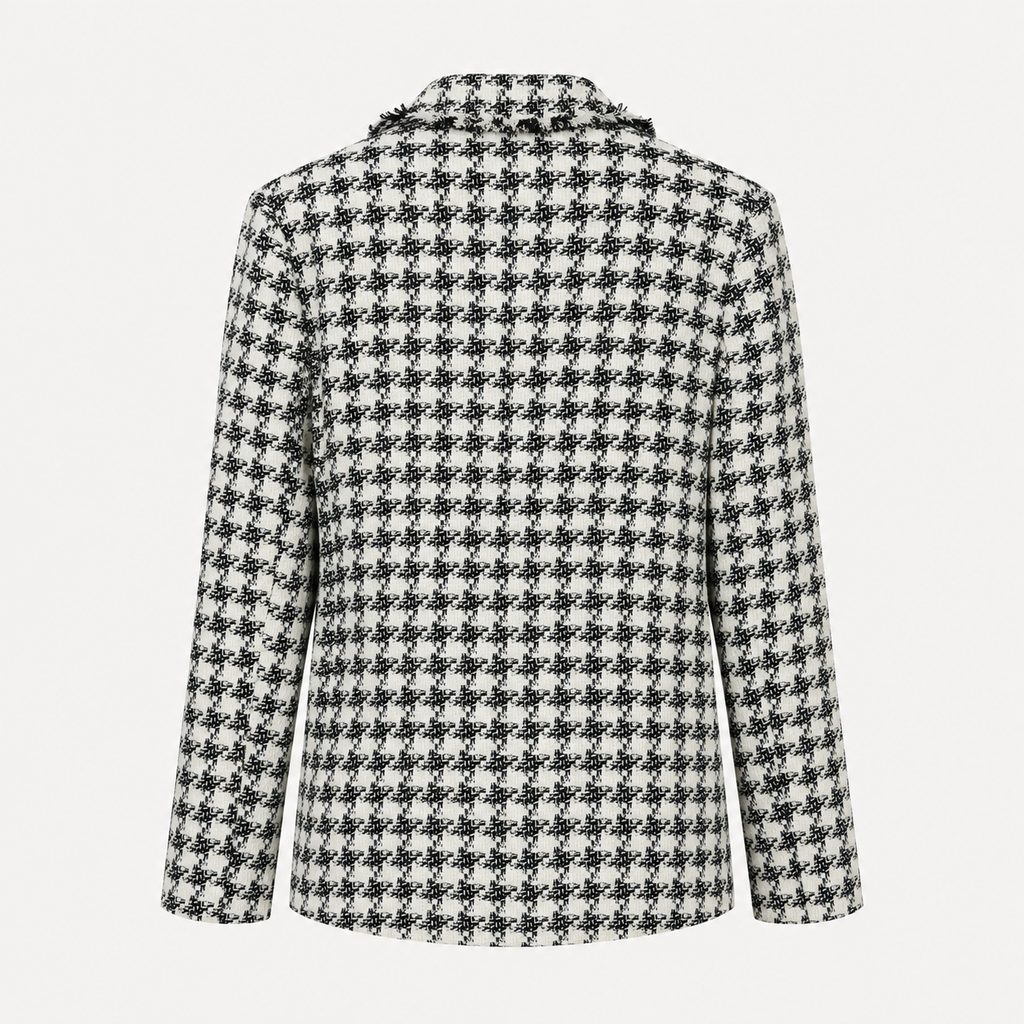 Sacou Mango din tweed cu imprimeu houndstooth
