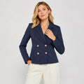 Sacou VILA bleumarin double breasted cu dungi fine