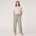 Pantaloni Mango kaki deschis cu talie elastică