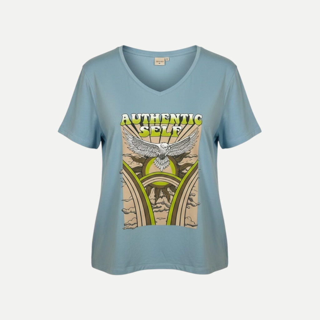Tricou Cream Cu print grafic Bleu