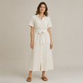 Rochie NAH/STUDIO seersucker alb natur
