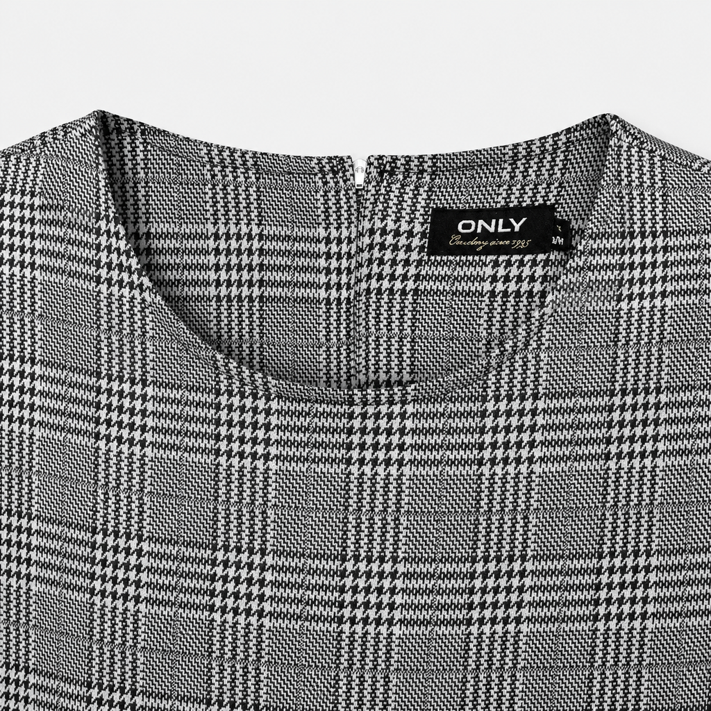 Rochie ONLY Brilliant în carouri Glen Check cu mâneci 3/4
