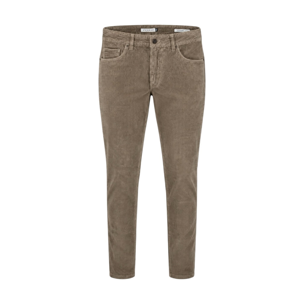Pantaloni State of Art din catifea raiată taupe Modern Fit 06