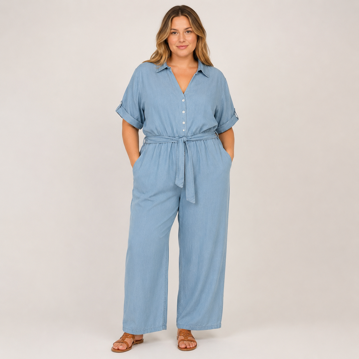 Salopetă LolaLiza albastru deschis wide leg