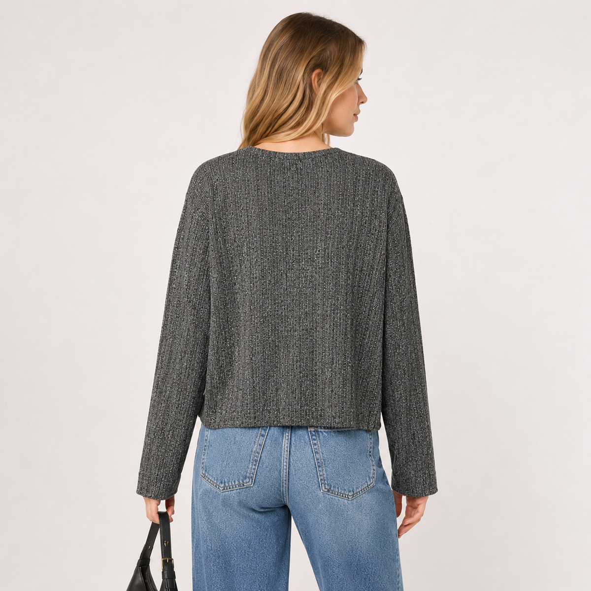Pulover QS by s.Oliver cu textură reiată și croială oversized