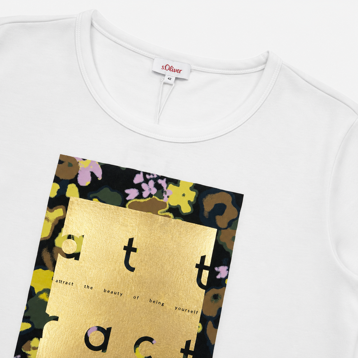 Tricou s.Oliver alb cu imprimeu grafic frontal