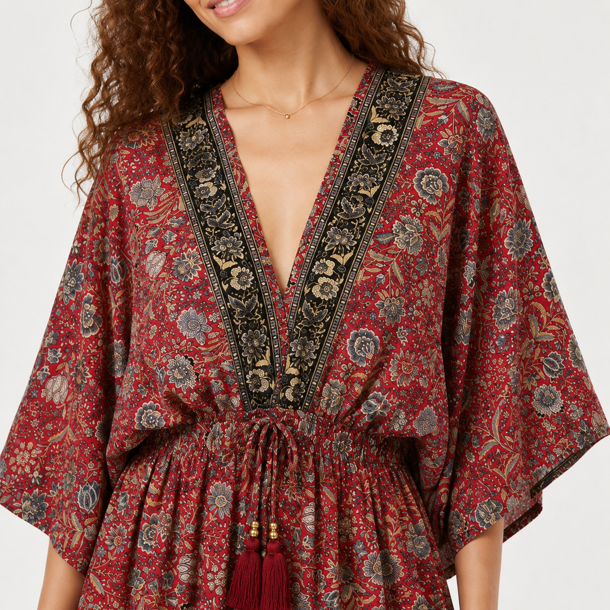 Rochie Boho din mătase naturală cu imprimeu floral