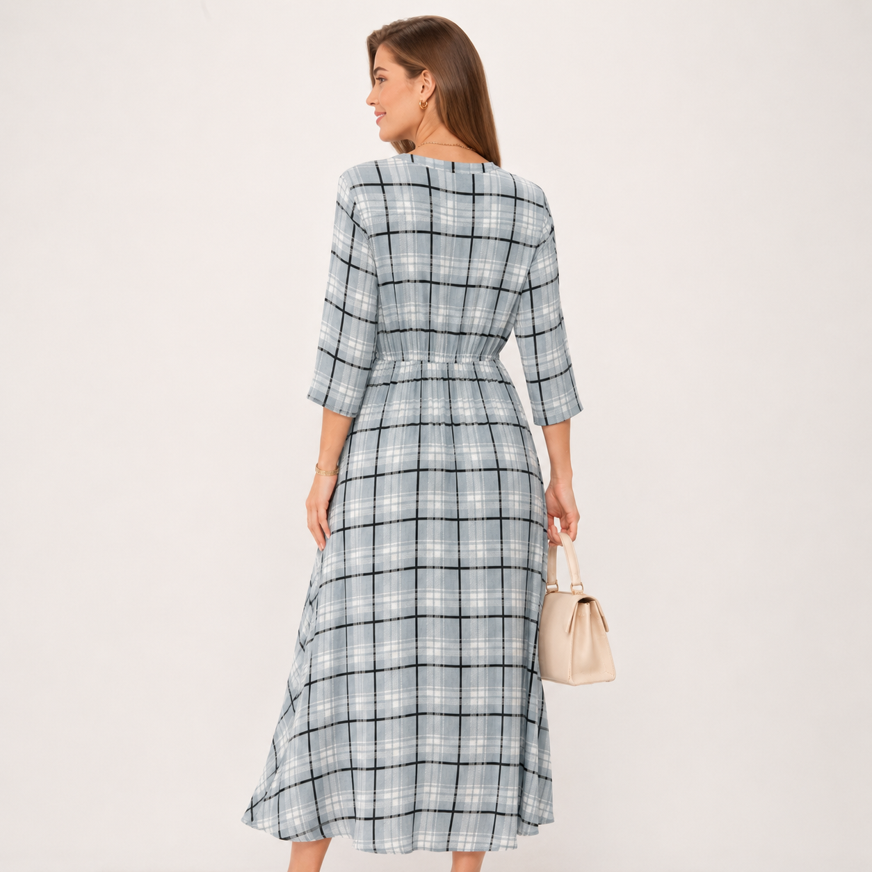 Rochie s.Oliver bleu în carouri din vâscoză