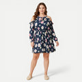 Rochie Pepe Jeans florală bleumarin cu umerii decupați