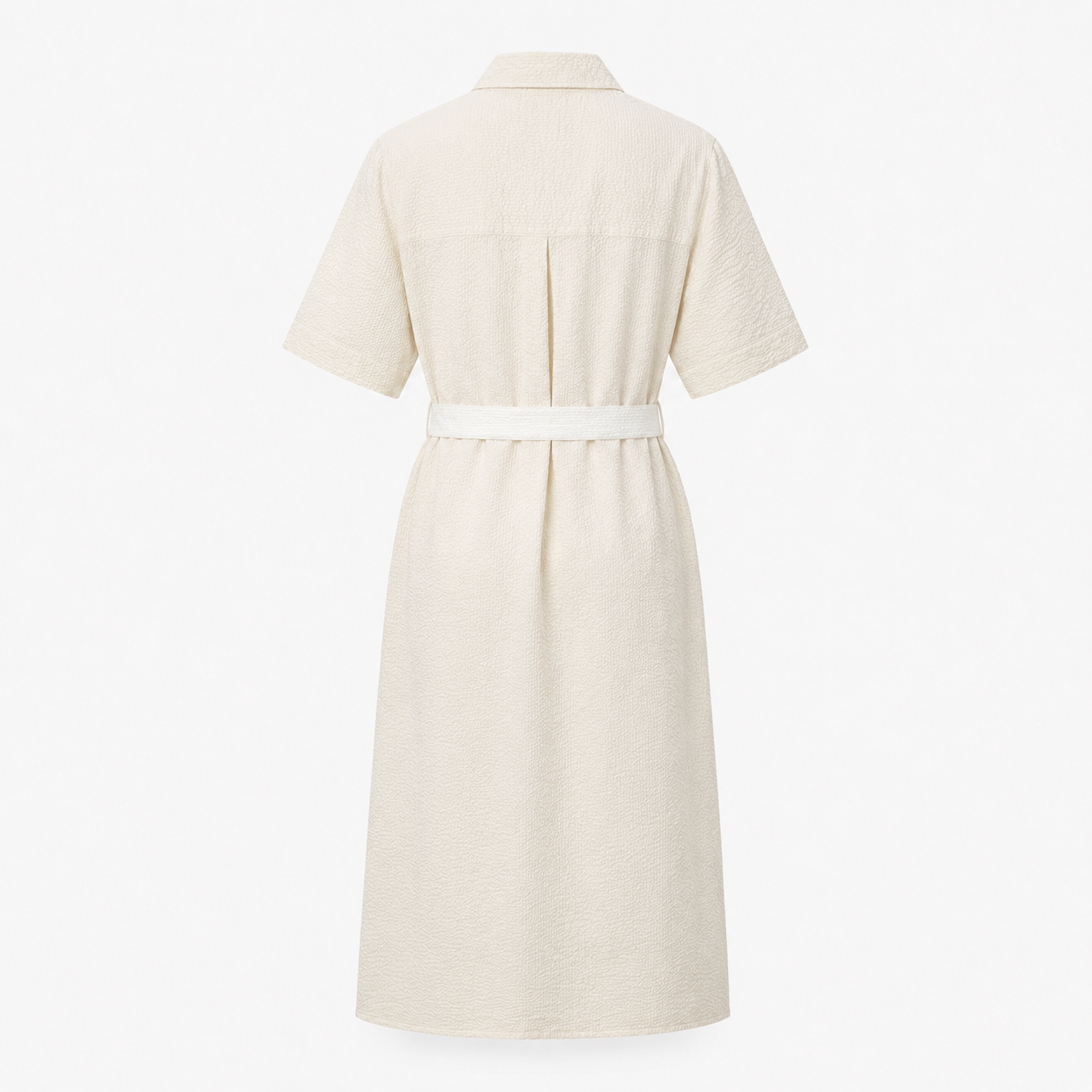 Rochie NAH/STUDIO seersucker alb natur