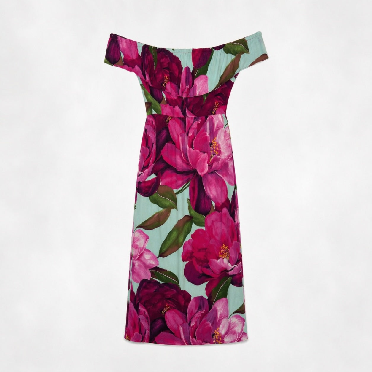 Rochie Desigual florală roz cu umerii goi