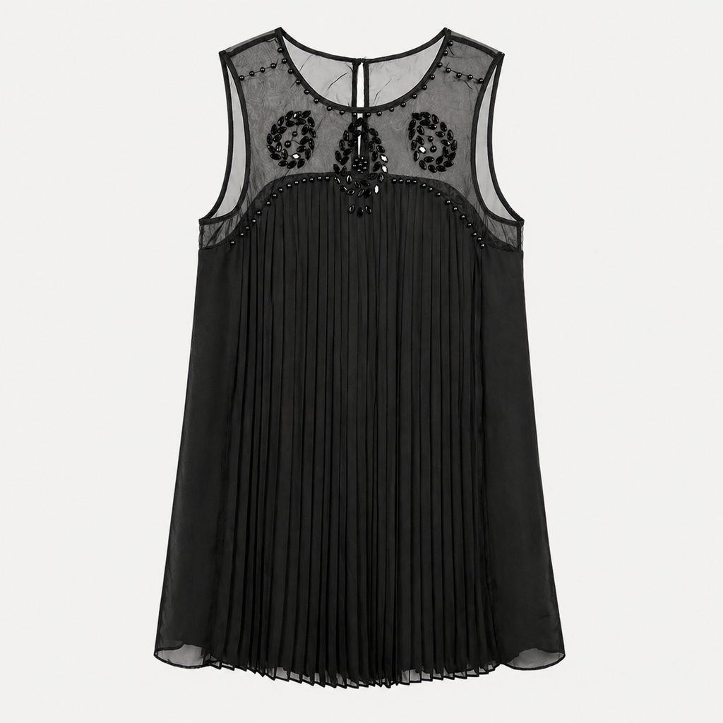 Rochie neagră Vero Moda plisată cu aplicații