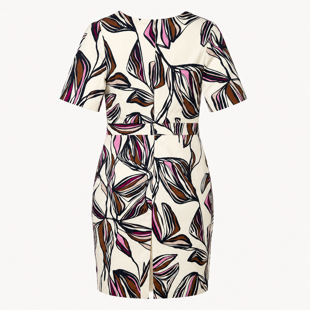 Rochie Comma ivoire cu imprimeu abstract colorat