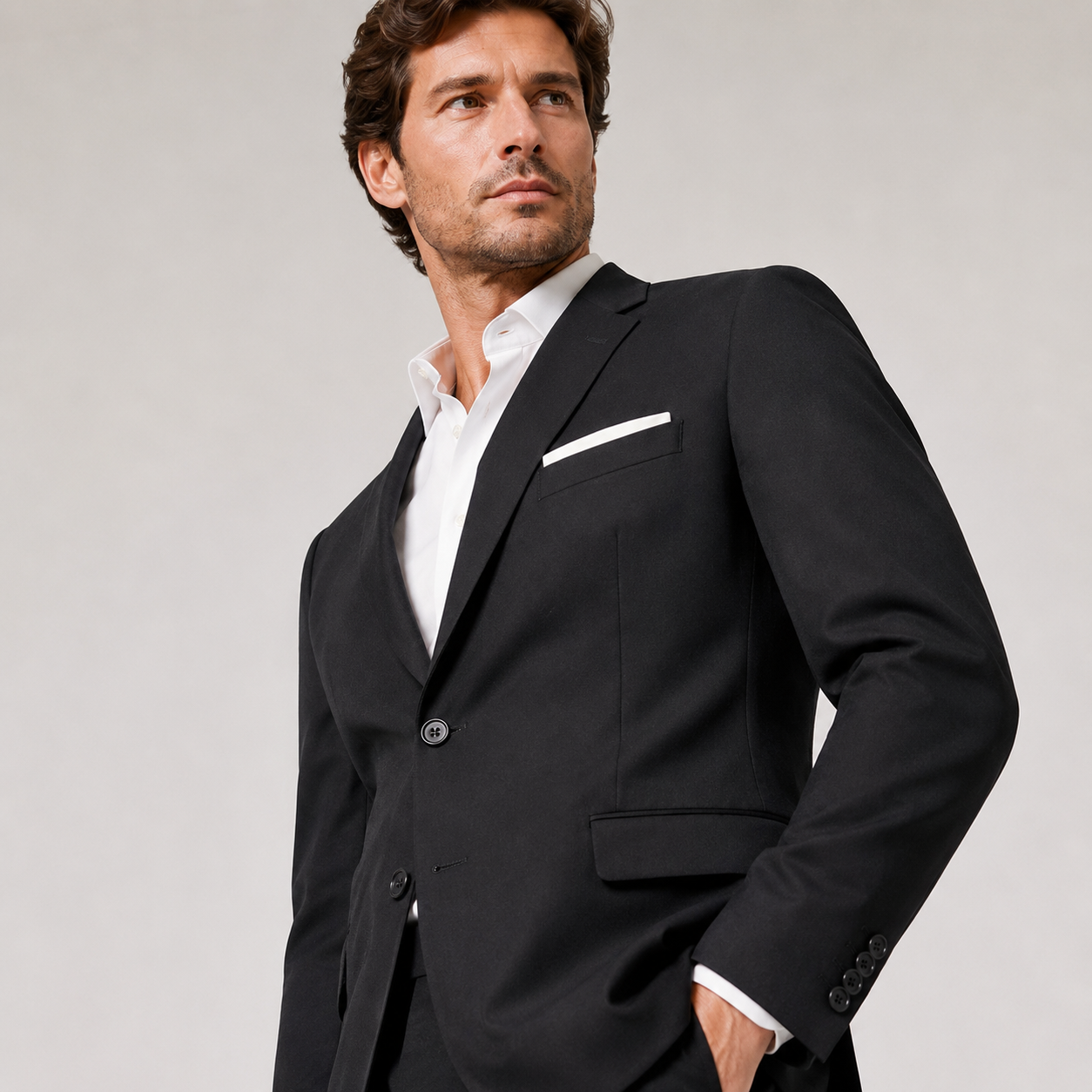Sacou H&M Slim Fit negru cu lână