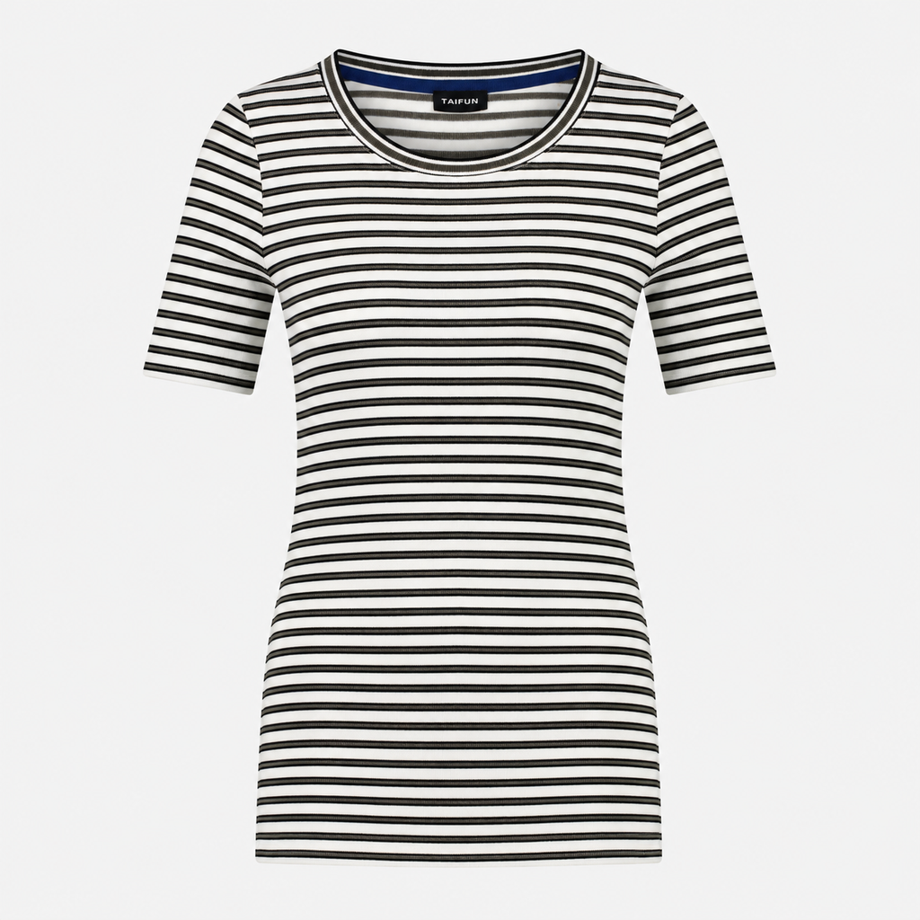 Tricou Taifun alb cu dungi negre